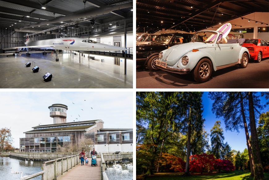 Top left, Aerospace - top right, Haynes Motor Museum - bottom left Slimbridge - bottom right Westonbirt 